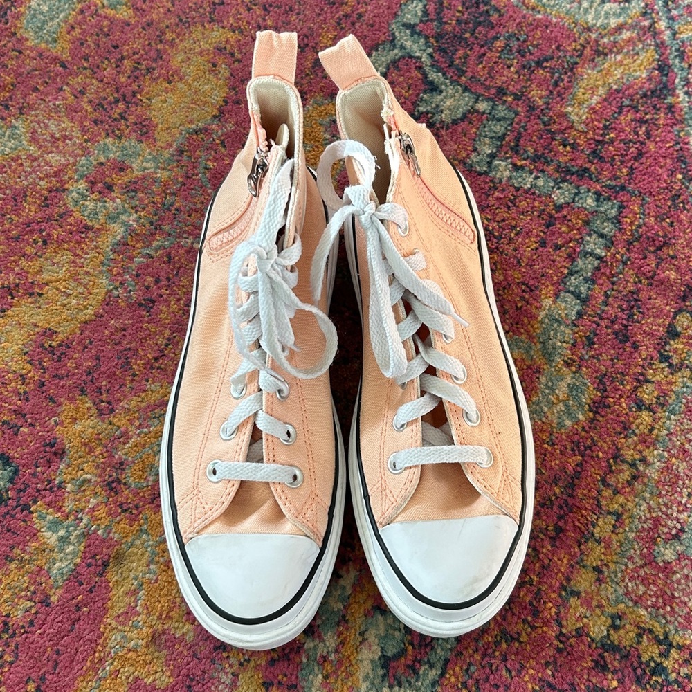 Converse | Women’s Peach All Star Lift Platform Side Zip Hi-Top Sneakers Sz 5.5 - Picture 5 of 16